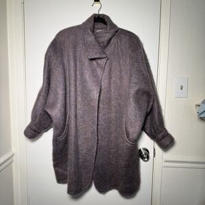Casuals In Mohair By Donegor Design Wool Vintage Purple Lavender Open Front Coat